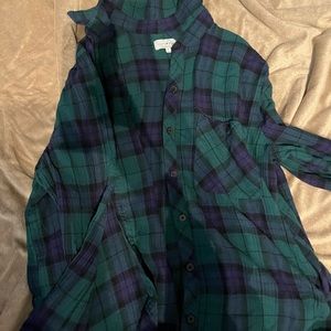 LUCKY BRAND green and blue flannel